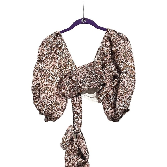 Revolve x Mink Pink Jedda Crop Blouse in Paisley, New with Tags - Picture 5 of 9